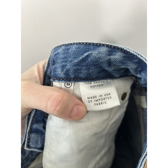 Grlfrnd Shorts Womens Blue Denim Cut Offs Poppy High Rise Distressed Size 26 - Picture 8 of 9